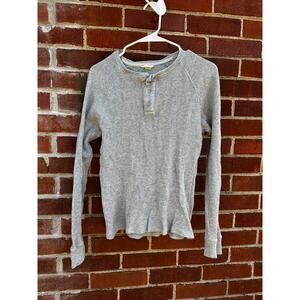 Aeropostale Waffle Knit Thermal Henley Top Women’s XS Gray Long Sleeve Basic